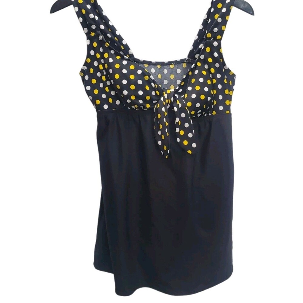 Inches Away One Piece Swimsuit Womens 12 Swimwear Black Yellow Polka Dot Beach